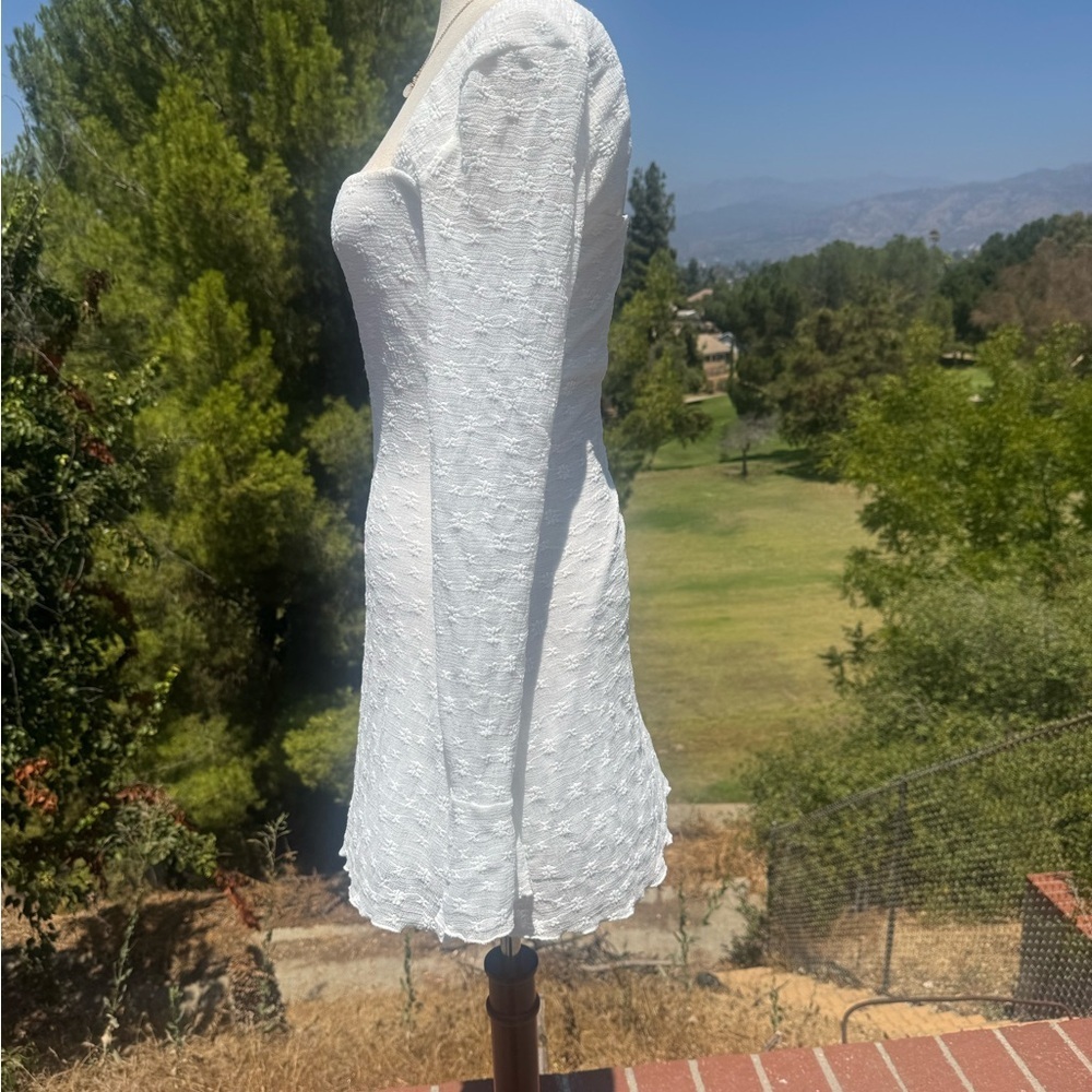 NWOT Princess Polly Lanchester Textured Whitr Long Sleeve Dress - Picture 3 of 9